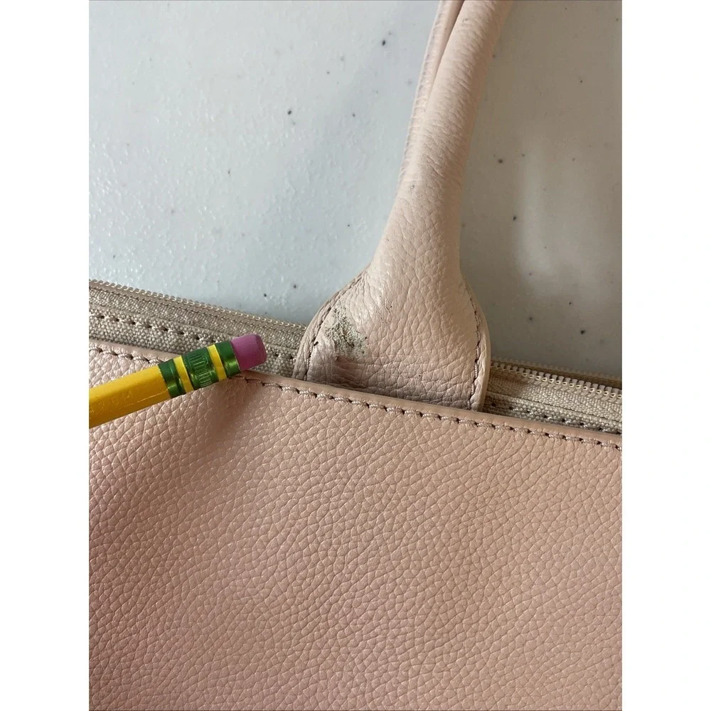 Tory Burch Ella Light Pink‎ Pebbled Leather and Canvas Large Tote Bag